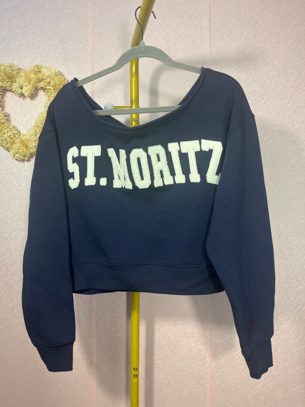 Navy Blue Off-the-Shoulder 'ST. MORITZ' Sweater
